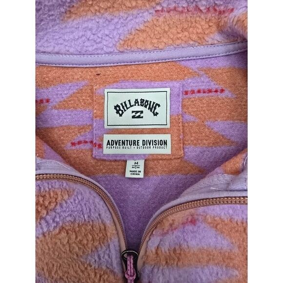 Billabong Boundary Mock 1/2 Zip 2 Lit Up Lilac Aztec Fleece Cozy Core Size M - Picture 7 of 11
